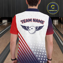 Load image into Gallery viewer, American Flag Bowling Jersey For Men Custom Patriotic Bowling Shirt Team Polo &amp; 1/4 Zip |White TDM5971