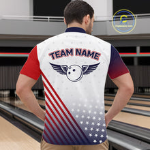 Load image into Gallery viewer, American Flag Bowling Jersey For Men Custom Patriotic Bowling Shirt Team Polo &amp; 1/4 Zip |White TDM5971
