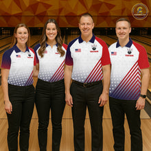 Load image into Gallery viewer, American Flag Bowling Jersey For Men Custom Patriotic Bowling Shirt Team Polo &amp; 1/4 Zip |White TDM5971