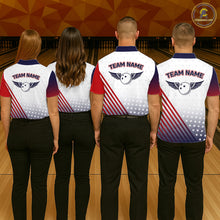 Load image into Gallery viewer, American Flag Bowling Jersey For Men Custom Patriotic Bowling Shirt Team Polo &amp; 1/4 Zip |White TDM5971