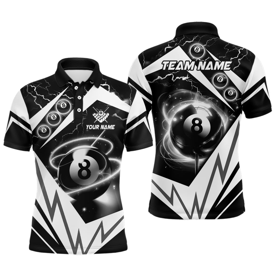 White 8 Ball Pool Billiard Jersey For Men Custom Billiard Polo Shirts Team League Billiard Shirts TDM1488