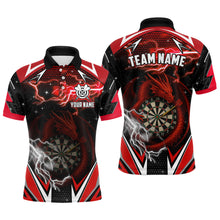 Load image into Gallery viewer, Personalized Dragon Dart Shirts For Men – Custom Thunder Red Darts Team Jerseys Polo &amp; Quarter Zip TDM4037