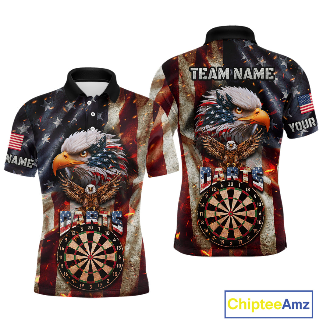 Vintage American Flag Eagle Dart Shirt For Men Custom Patriotic Darts Team Jersey Polo & 1/4 Zip TDM4044