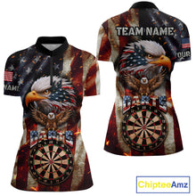 Load image into Gallery viewer, Vintage American Flag Eagle Dart Shirt For Women Custom Patriotic Darts Team Jersey Polo &amp; 1/4 Zip TDM4044