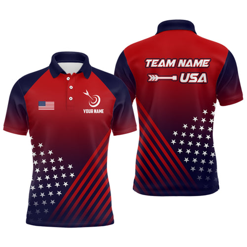 Personalized Patriotic Us Flag Archery Polo Shirts For Men Custom Team Name Archery Jerseys Shirts TDM0614