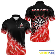 Load image into Gallery viewer, Red Icy Lights Men Darts Polo &amp; Quarter Zip Custom Dart Shirts For Team Darts Jerseys Outfit TDM4640