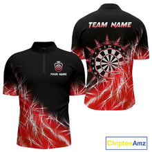 Load image into Gallery viewer, Red Icy Lights Men Darts Polo &amp; Quarter Zip Custom Dart Shirts For Team Darts Jerseys Outfit TDM4640