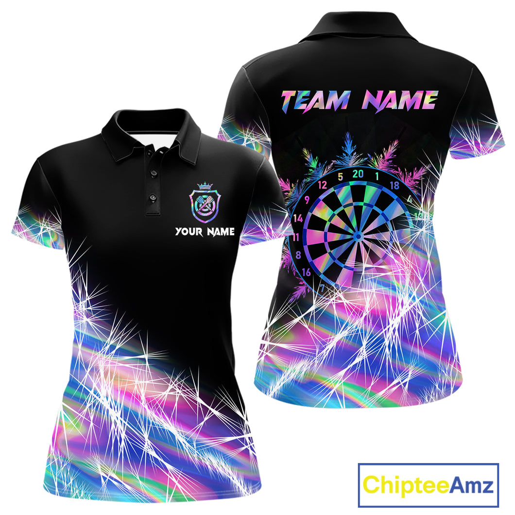 Holographic Icy Lights Women Darts Polo & Quarter Zip Custom Dart Shirts For Team Darts Jerseys TDM4641