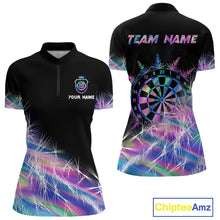Load image into Gallery viewer, Holographic Icy Lights Women Darts Polo &amp; Quarter Zip Custom Dart Shirts For Team Darts Jerseys TDM4641