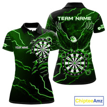 Load image into Gallery viewer, Personalized Thunder Lightning Eagle Green Darts Shirt Polo &amp; Quarter Zip For Women Dart Team Jersey TDM4834