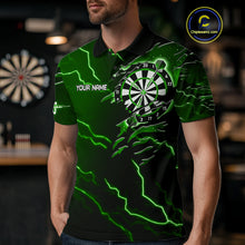 Load image into Gallery viewer, Personalized Thunder Lightning Eagle Green Darts Shirt Polo &amp; Quarter Zip For Men Dart Team Jersey TDM4834