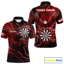 Load image into Gallery viewer, Personalized Thunder Lightning Eagle Red Darts Shirt Polo &amp; Quarter Zip For Men Dart Team Jersey TDM4835