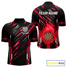 Load image into Gallery viewer, 3D Darts Board Fire Flame Custom Dart Shirts For Men, Best Dart League Jerseys Team Uniform |Red TDM5051