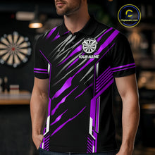 Load image into Gallery viewer, 3D Darts Board Fire Flame Custom Dart Shirts For Men, Dart League Jerseys Team Uniform |Purple TDM5052