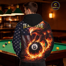 Load image into Gallery viewer, American Flag Flame 8 Ball Eagle Billiard Hoodie For Men And Women Custom 8 Ball Hoodie Team Jersey TDM5787