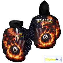 Load image into Gallery viewer, American Flag Flame 8 Ball Eagle Billiard Hoodie For Men And Women Custom 8 Ball Hoodie Team Jersey TDM5787