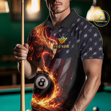 Load image into Gallery viewer, American Flag Flame 8 Ball Eagle Billiard Shirt For Men Custom Pool Team Shirt, Billiard Jersey TDM5787