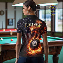 Load image into Gallery viewer, American Flag Flame 8 Ball Eagle Billiard Shirt For Women Custom Pool Team Shirt, Billiard Jersey TDM5787