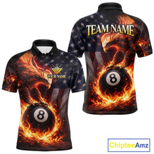 Load image into Gallery viewer, American Flag Flame 8 Ball Eagle Billiard Shirt For Men Custom Pool Team Shirt, Billiard Jersey TDM5787