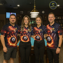 Load image into Gallery viewer, American Flag Flame 8 Ball Eagle Billiard Shirt For Men Custom Pool Team Shirt, Billiard Jersey TDM5787