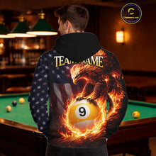 Load image into Gallery viewer, American Flag Flame 9 Ball Eagle Billiard Hoodie For Men And Women Custom 9 Ball Hoodie Team Jersey TDM5788