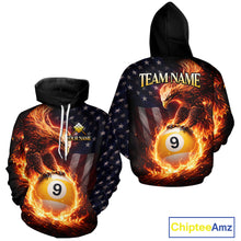 Load image into Gallery viewer, American Flag Flame 9 Ball Eagle Billiard Hoodie For Men And Women Custom 9 Ball Hoodie Team Jersey TDM5788