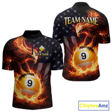 Load image into Gallery viewer, American Flag Flame 9 Ball Eagle Billiard Shirt For Men Custom Pool Team Shirt, Billiard Jersey TDM5788