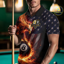 Load image into Gallery viewer, American Flag Flame 8 Ball &amp; 9 Ball Eagle Billiard Shirt For Men Custom Patriotic Pool Team Jersey TDM5789