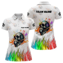 Load image into Gallery viewer, Funny Colorful Billiard Skull Personalized Women Polo Shirts, Custom Team Name Billiard Attire TDM1124