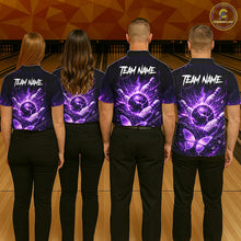 Load image into Gallery viewer, Personalized Purple Butterfly Skull Bowling Shirt For Men Custom Bowling Jersey Polo &amp; 1/4 Zip TDM6383