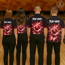 Load image into Gallery viewer, Personalized Red Butterfly Skull Bowling Shirt For Men Custom Bowling Jersey Polo &amp; 1/4 Zip TDM6385