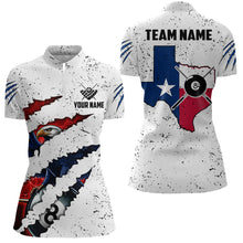Load image into Gallery viewer, Customized Eagle Texas Flag White Grunge Billiard Shirts For Women, Patriotic Billiard Team Jerseys TDM2319