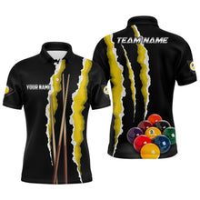 Load image into Gallery viewer, Personalized Yellow Black 9 Ball Pool 3D Printed Men Billiard Shirts, 9 Ball Billiard Team Jerseys TDM1856