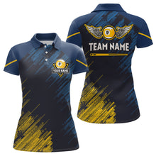 Load image into Gallery viewer, Personalized Blue Yellow 9 Ball Pool Wings Women's Billiard Shirts, 9 Ball Billiard Team Shirt Jersey TDM3776