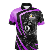 Load image into Gallery viewer, Black And Purple 8 Ball &amp; 9 Ball Glass Break Billiard Shirt For Men Custom Pool Team Jersey Outfit TDM6152
