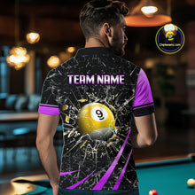 Load image into Gallery viewer, Black And Purple 8 Ball &amp; 9 Ball Glass Break Billiard Shirt For Men Custom Pool Team Jersey Outfit TDM6152