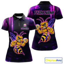 Load image into Gallery viewer, Neon funny bee 9 ball pool team polo shirt with custom billiard graphics, personalized billiard team jersey.