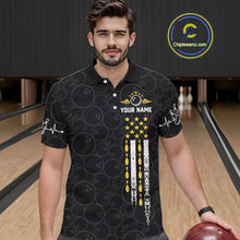 Load image into Gallery viewer, American Flag Black Bowling Shirts For Men Custom Patriotic Bowling Team Jersey Polo &amp; 1/4 Zip TDM6588