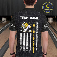 Load image into Gallery viewer, American Flag Black Bowling Shirts For Men Custom Patriotic Bowling Team Jersey Polo &amp; 1/4 Zip TDM6588