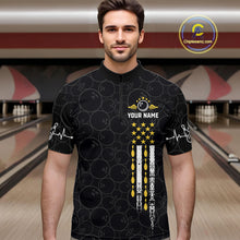 Load image into Gallery viewer, American Flag Black Bowling Shirts For Men Custom Patriotic Bowling Team Jersey Polo &amp; 1/4 Zip TDM6588