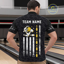 Load image into Gallery viewer, American Flag Black Bowling Shirts For Men Custom Patriotic Bowling Team Jersey Polo &amp; 1/4 Zip TDM6588