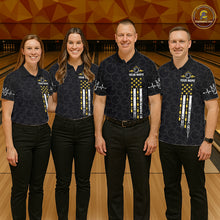 Load image into Gallery viewer, American Flag Black Bowling Shirts For Men Custom Patriotic Bowling Team Jersey Polo &amp; 1/4 Zip TDM6588