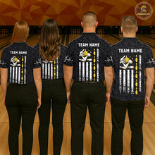 Load image into Gallery viewer, American Flag Black Bowling Shirts For Men Custom Patriotic Bowling Team Jersey Polo &amp; 1/4 Zip TDM6588