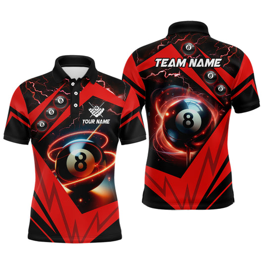 Red 8 Ball Pool Billiard Jerseys For Men Custom Billiard Polo Shirts Team League Billiard Shirts TDM0989