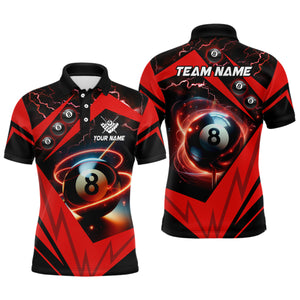 Red 8 Ball Pool Billiard Jerseys For Men Custom Billiard Polo Shirts Team League Billiard Shirts TDM0989