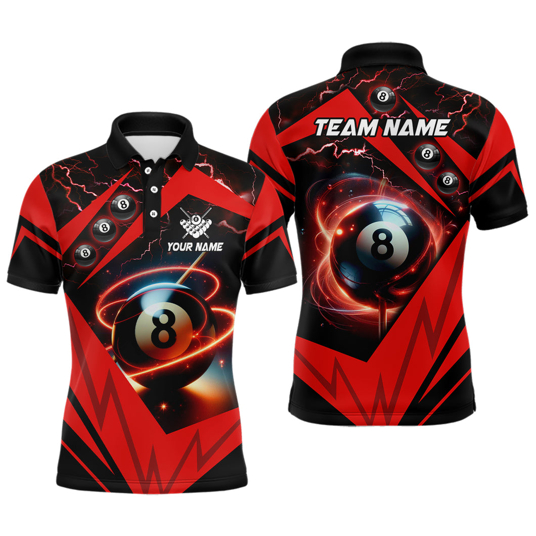 Red 8 Ball Pool Billiard Jerseys For Men Custom Billiard Polo Shirts Team League Billiard Shirts TDM0989