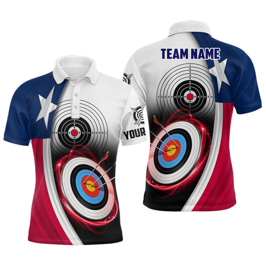 Texas Flag Archery 3d Target Personalized Men Polo Shirts, Patriotic Texas Archery Jerseys For Team TDM0994