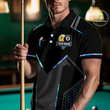 Load image into Gallery viewer, Personalized Holographic Billiard 8 Ball &amp; 9 Ball Pool Polo, 1/4 Zip For Men, Billiard Team Jersey TDM4253