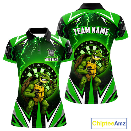 Personalized Funny Turtle Darts Shirt For Women Custom Thunder Lightning Green Darts Team Jerseys TDM4664