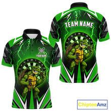 Load image into Gallery viewer, Personalized Funny Turtle Darts Shirt For Men Custom Thunder Lightning Green Darts Team Jerseys TDM4664